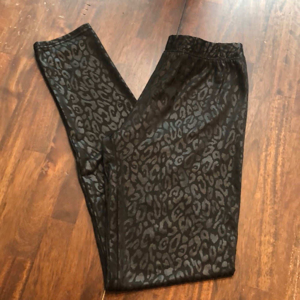 One Step Up Junior's Black Leopard Print Stretchy Comfort Lounge Leggings Sz Med